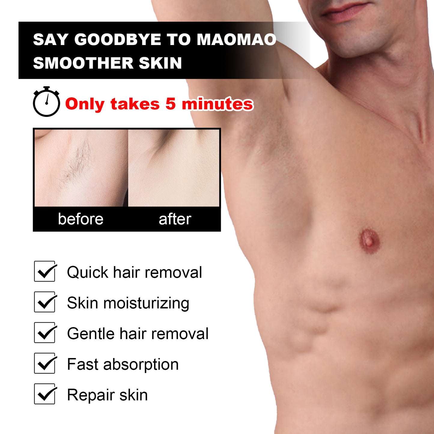 Men's Hair Removal Cream Dry And Gentle Moisturizing Skin