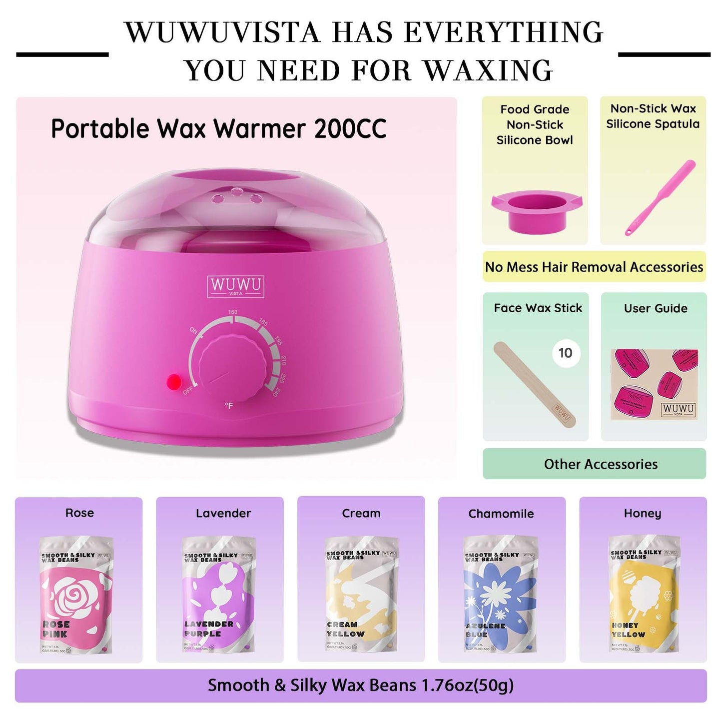 Waxing Kit WUWUVISTA Hair Removal Wax Kit Wax