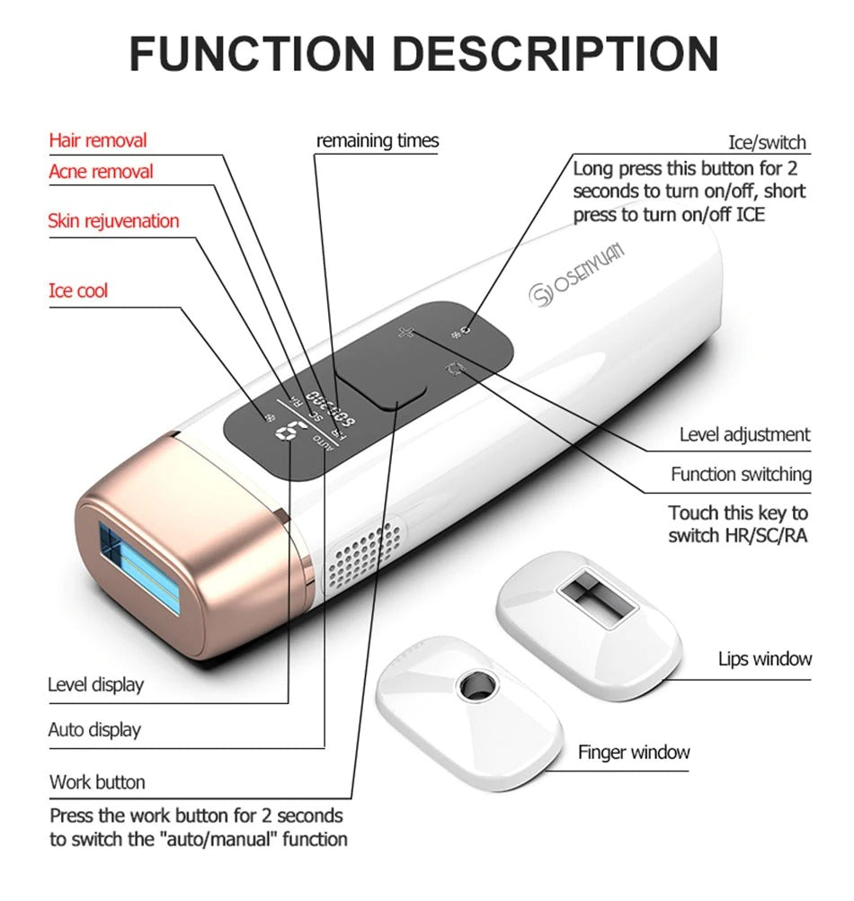 Laser HD Icecool IPL Epilator Laser Hair Removal Permanent For Face Body Leg Bikini